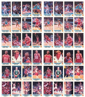 1990-91 Panini Basketball Stickers Uncut 12-Card Panels (4) – Featuring Jordan (6), Bird (4), Pippen (2) and Barkley (2)